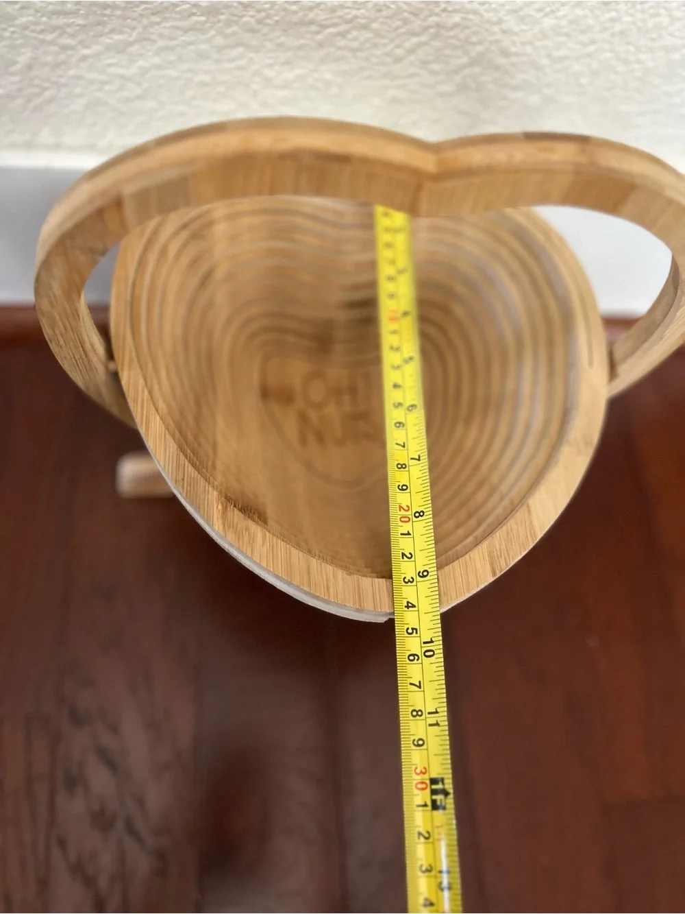 OH! Nuts Heart Shaped Collapsible Wooden Basket Tray Trivet Bamboo